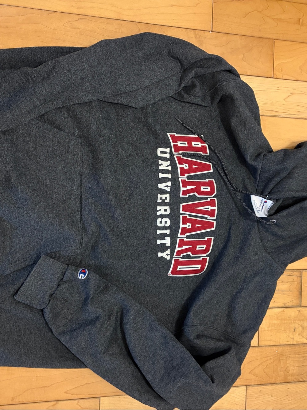 Champion Dark Gray Harvard University Pullover Hoodie with Red & White Logo XL
